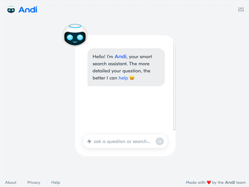 Andi ｜ 具有酷炫設計和功能的 AI 搜索引擎